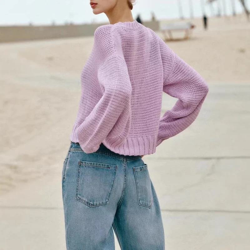 Damen Modischer Strickpullover mit Knopfleiste Drune