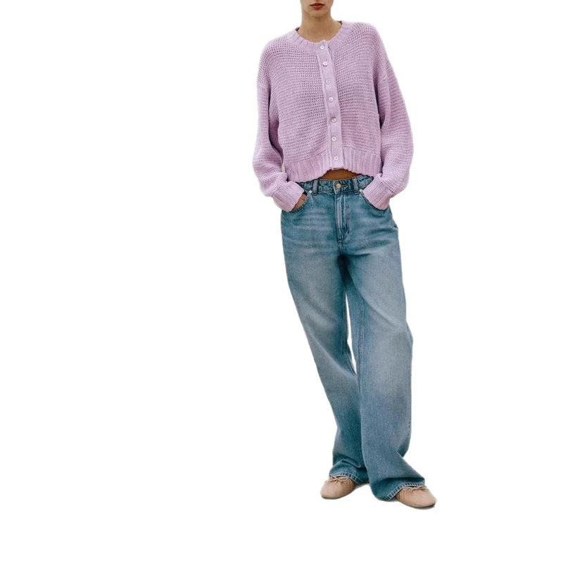 Damen Modischer Strickpullover mit Knopfleiste Drune