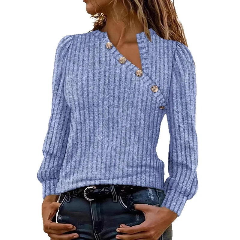 Damen Modischer Pullover mit Knopfdetails Drune