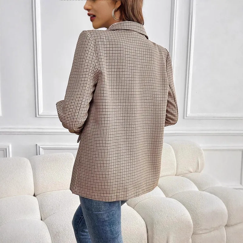 Damen Modischer Double-Breasted Blazer Drune