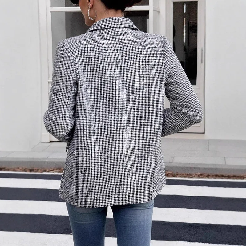 Damen Modischer Double-Breasted Blazer Drune