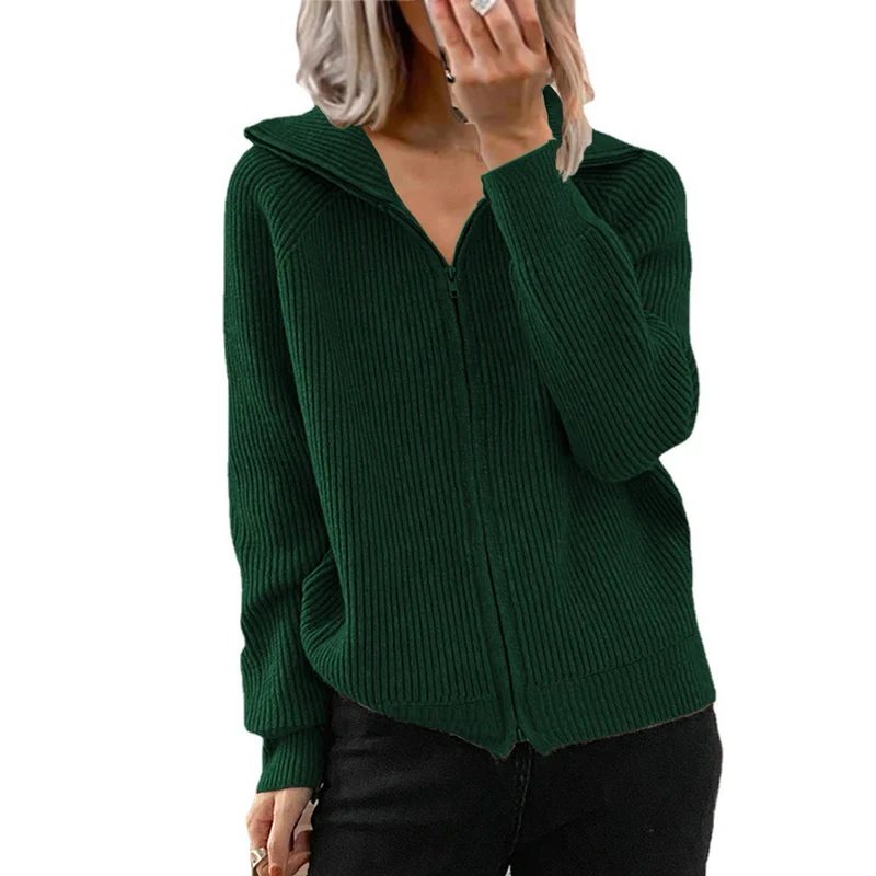 Damen Modische Strickjacke mit Kapuze Drune