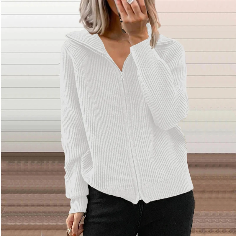 Damen Modische Strickjacke mit Kapuze Drune