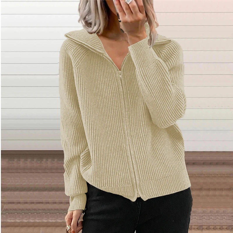 Damen Modische Strickjacke mit Kapuze Drune