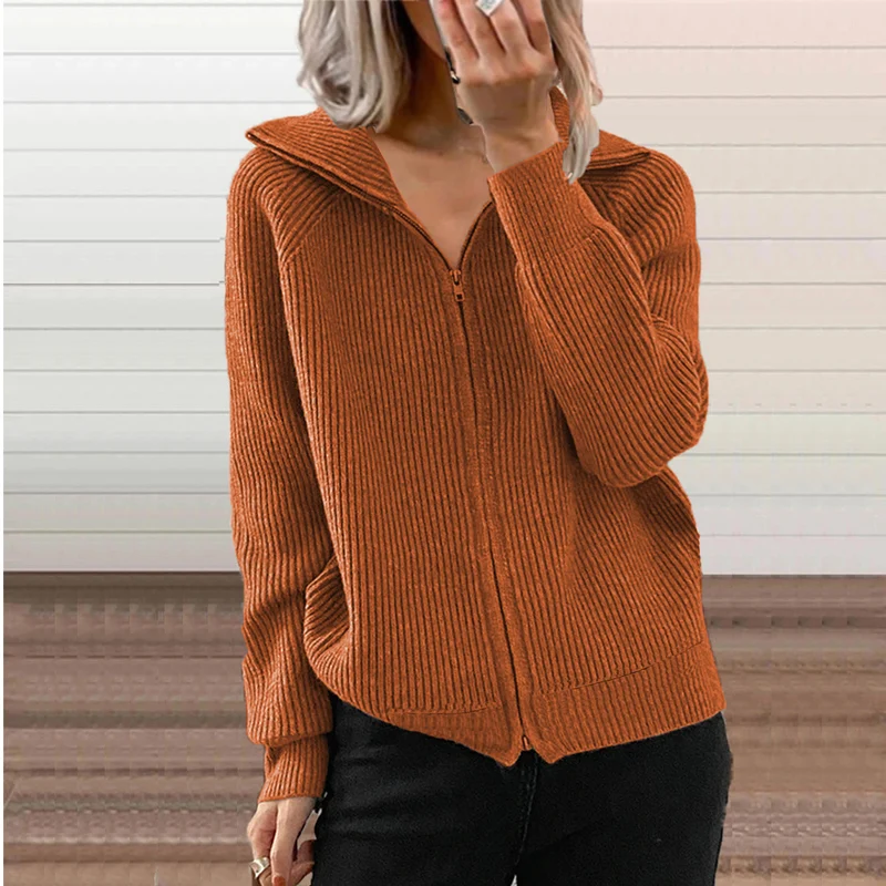 Damen Modische Strickjacke mit Kapuze Drune