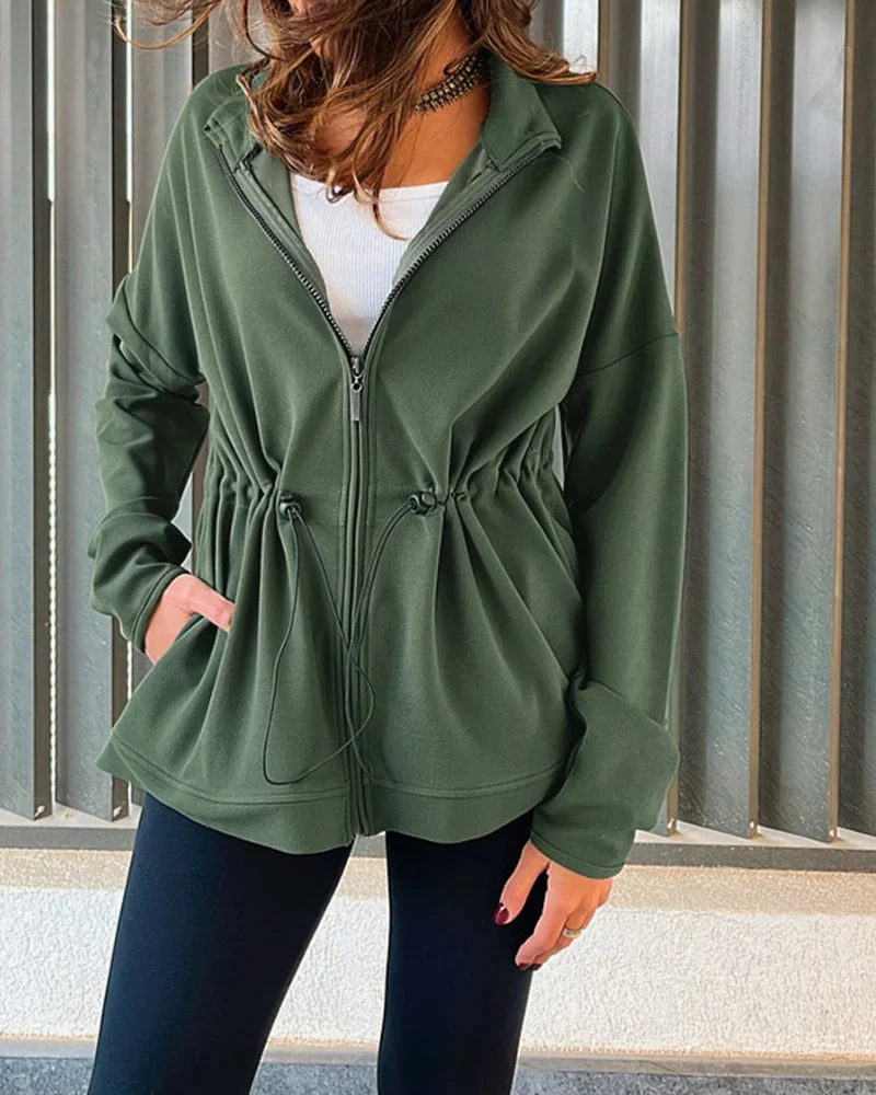 Damen Modische Sportjacke mit Taillenregulierung Drune