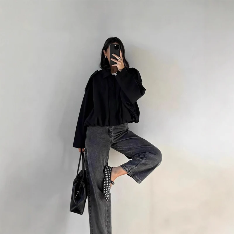 Damen Modische Oversized Jacke Drune