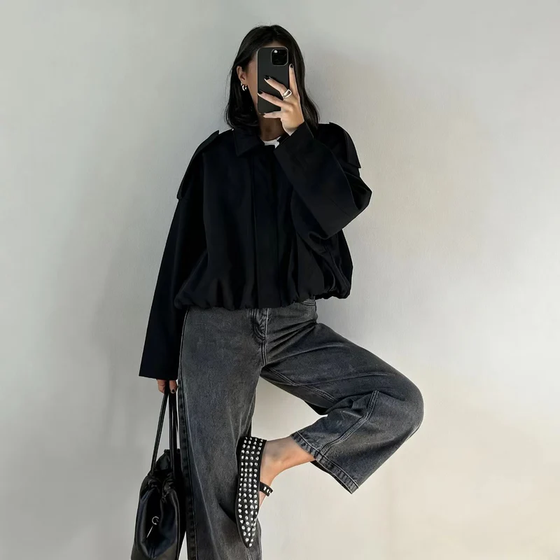 Damen Modische Oversized Jacke Drune
