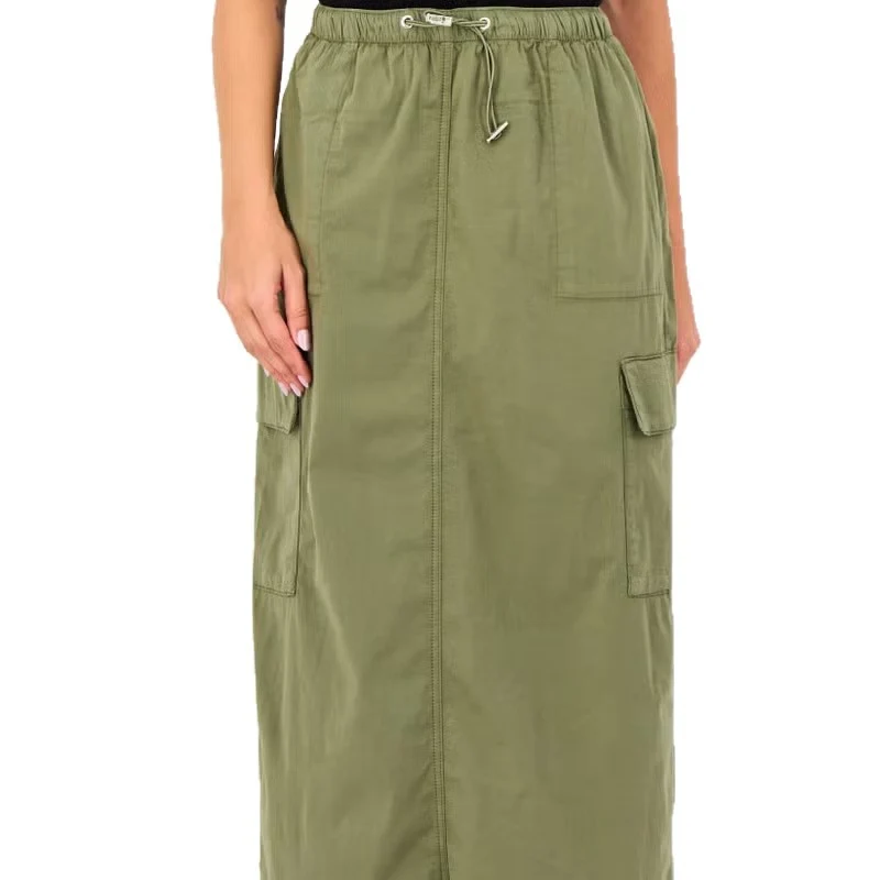 Damen Modische Midikleid mit Taschen Drune