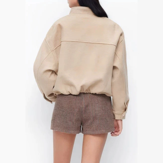 Damen Modische Fleecejacke mit Stehkragen Drune