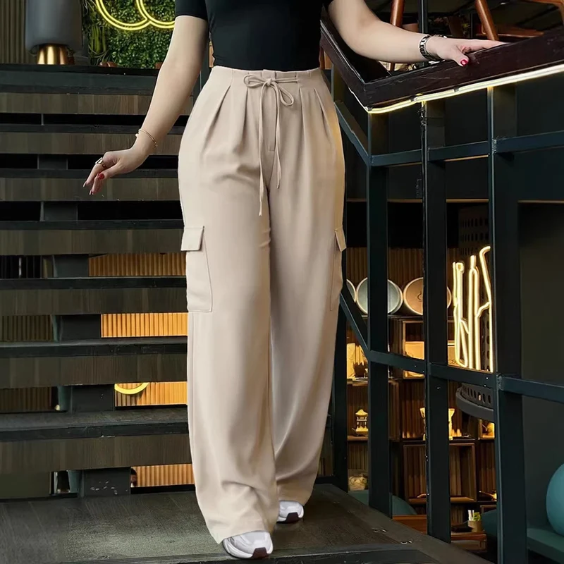 Damen Modische Cargo-Hose mit weitem Bein Drune
