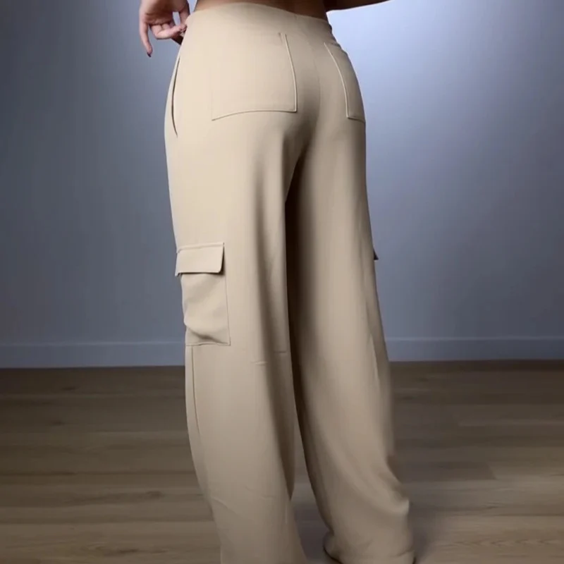 Damen Modische Cargo-Hose mit weitem Bein Drune