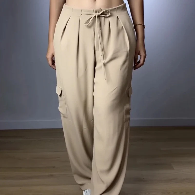 Damen Modische Cargo-Hose mit weitem Bein Drune