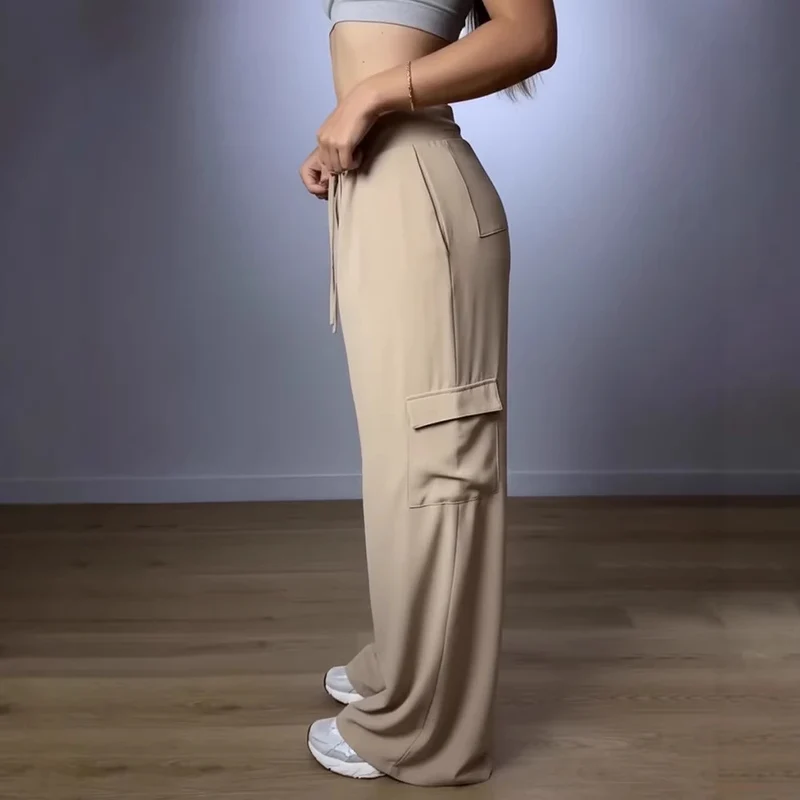 Damen Modische Cargo-Hose mit weitem Bein Drune
