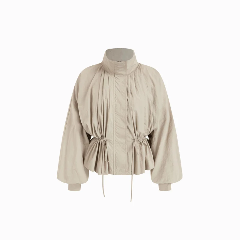 Damen Modische Bluse mit Raffung und Taillenzug Drune