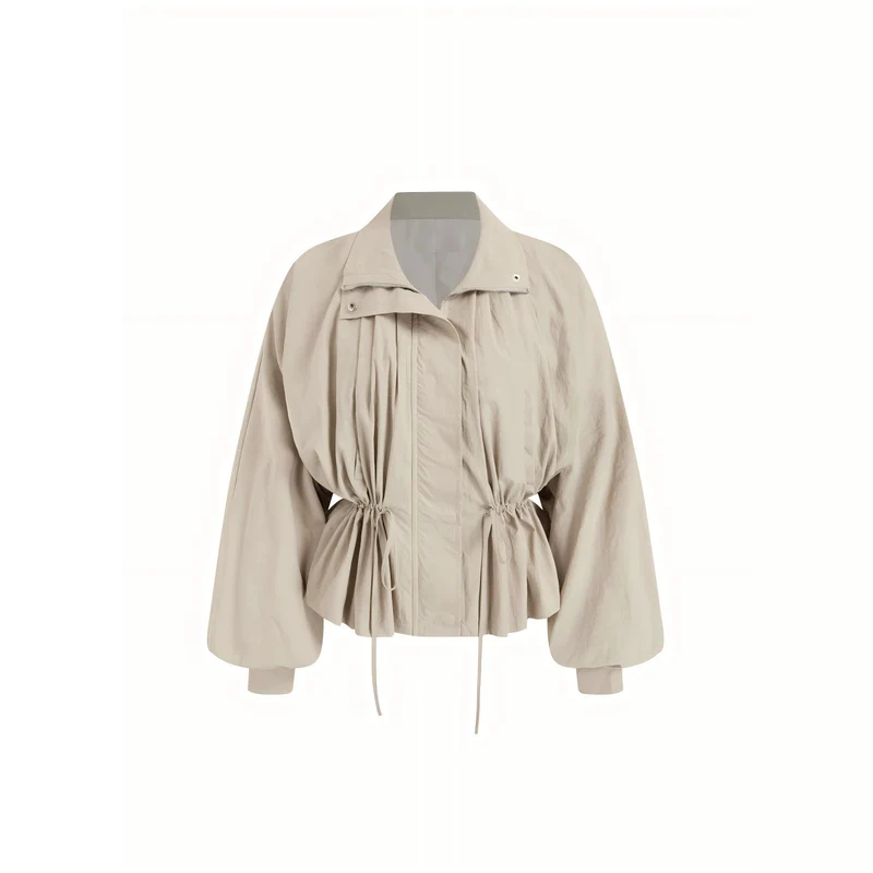 Damen Modische Bluse mit Raffung und Taillenzug Drune