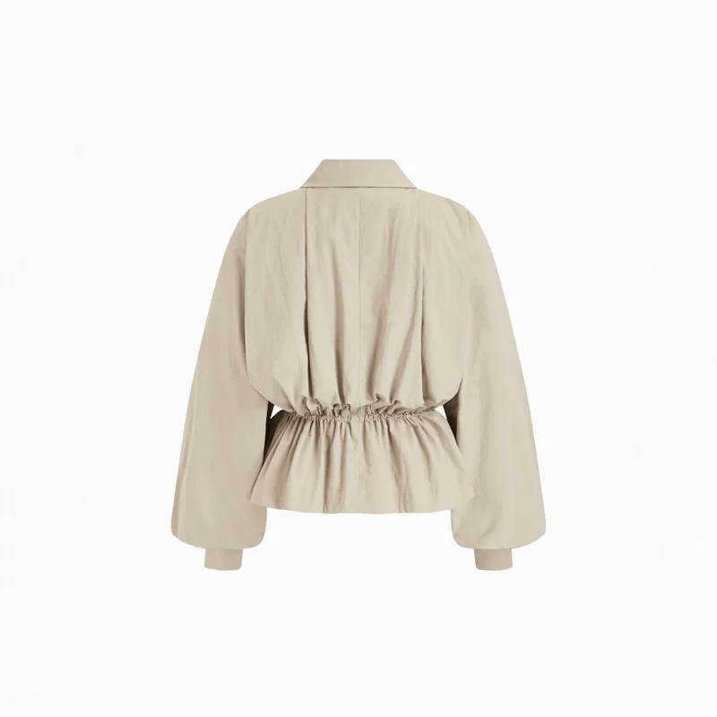 Damen Modische Bluse mit Raffung und Taillenzug Drune