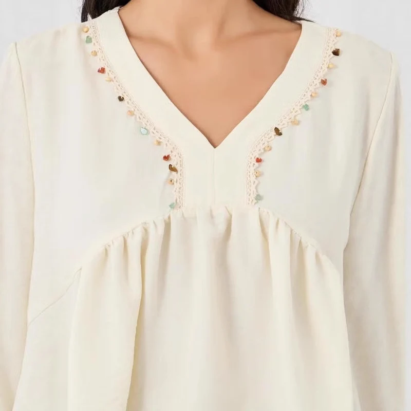 Damen Lockere Bluse mit eingearbeiteten Details Drune