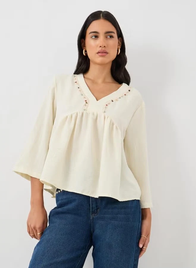 Damen Lockere Bluse mit eingearbeiteten Details Drune