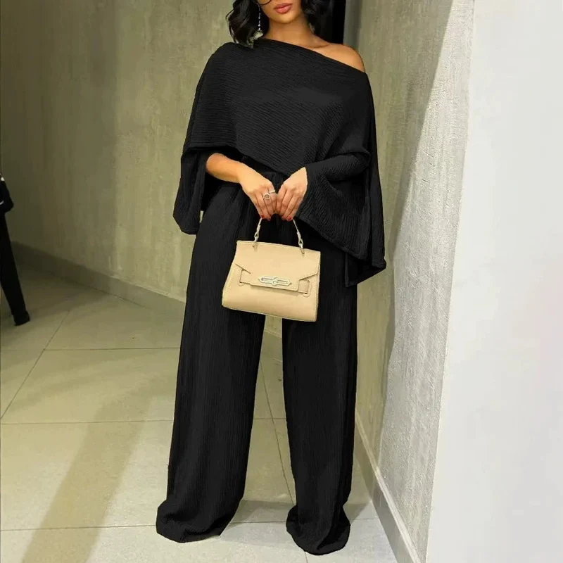 Damen Lässiges und modisches Set aus Crop-Top und weitem Rock Drune