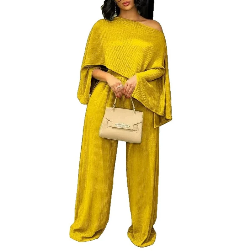 Damen Lässiges und modisches Set aus Crop-Top und weitem Rock Drune