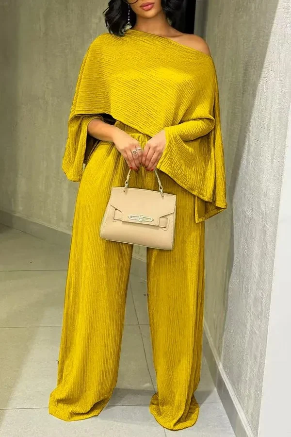 Damen Lässiges und modisches Set aus Crop-Top und weitem Rock Drune