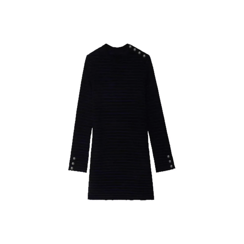 Damen Lässiges Strickkleid mit Knopfdetails Drune