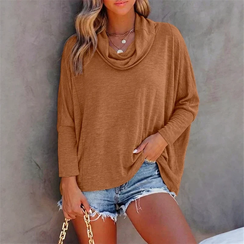 Damen Lässiges Oberteil mit cowl Neck Drune