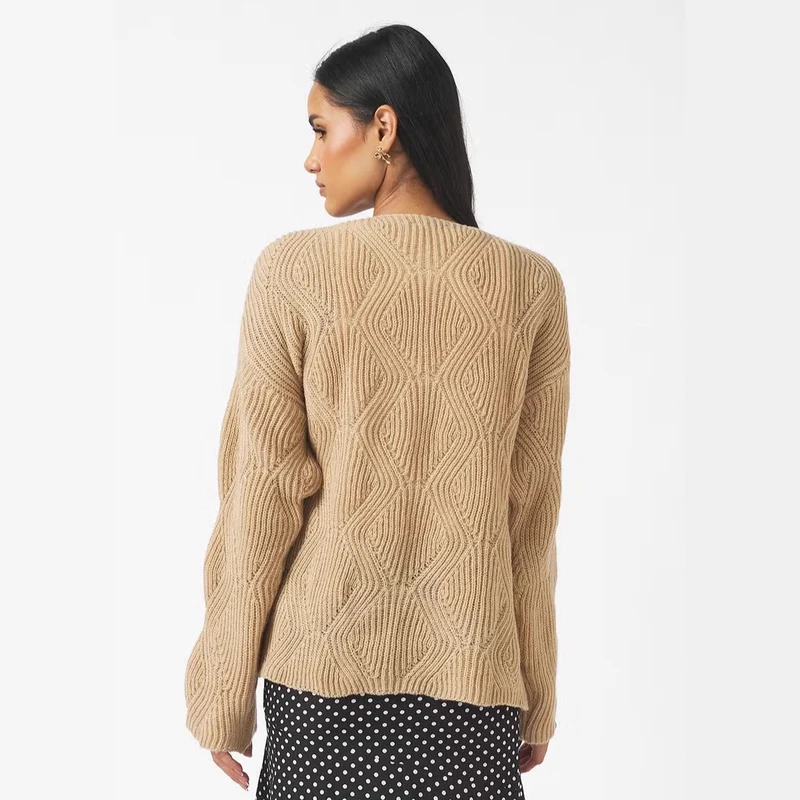 Damen Lässiger Strickpulli mit Bindeband Drune