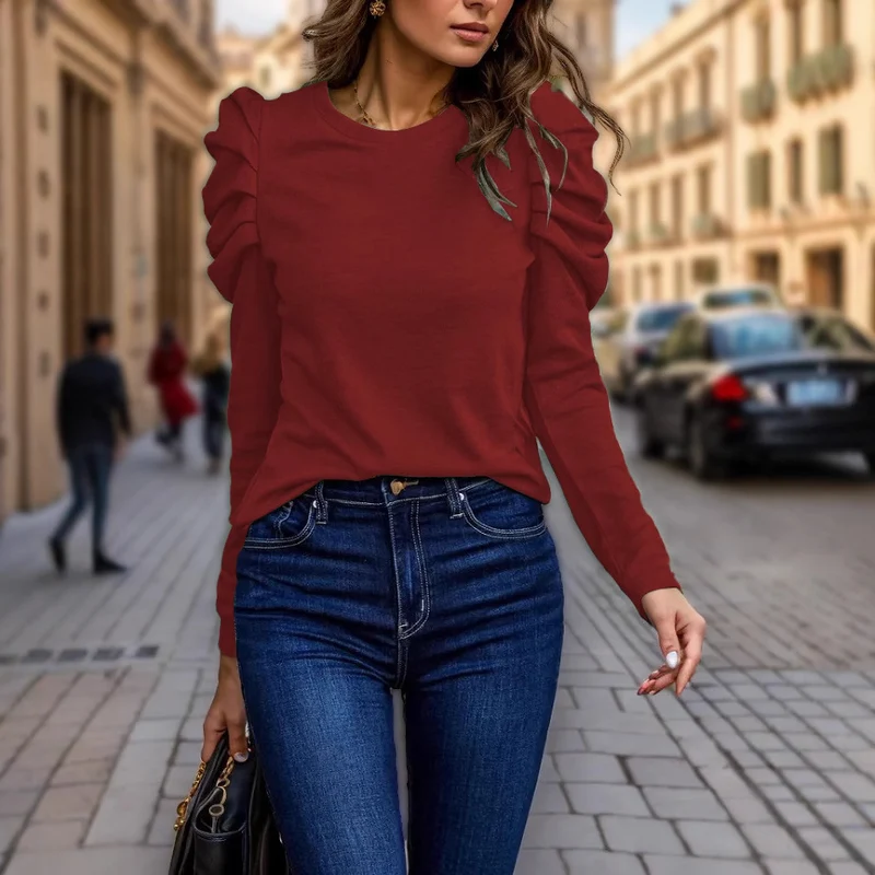 Damen Lässiger Pullover mit Rüschendetails Drune