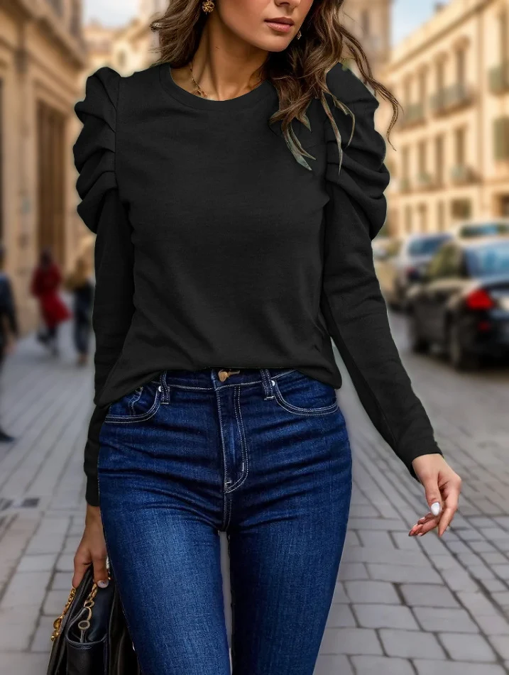 Damen Lässiger Pullover mit Rüschendetails Drune