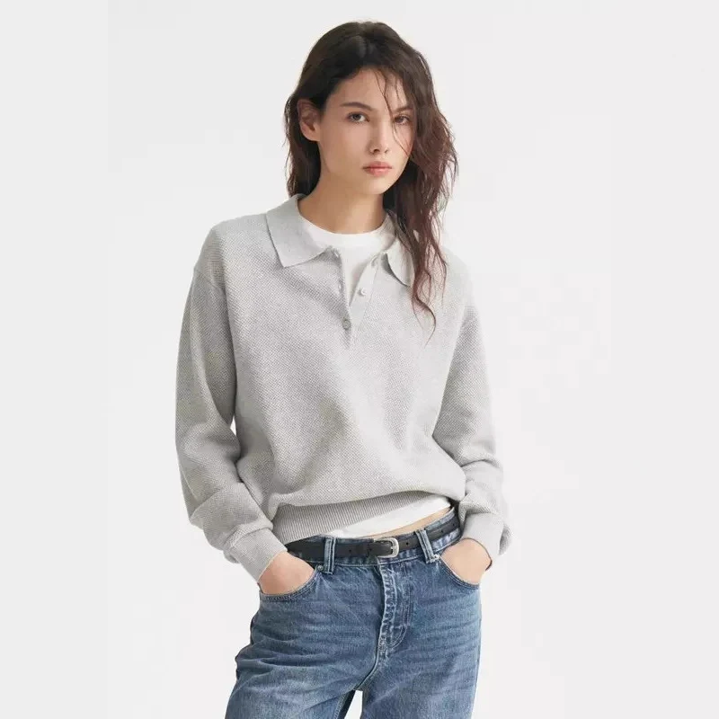 Damen Lässiger Polopullover aus weichem Strick Drune