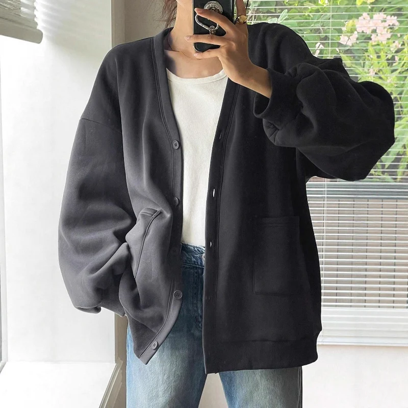Damen Lässiger Oversized Cardigan Drune