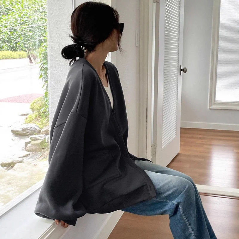 Damen Lässiger Oversized Cardigan Drune