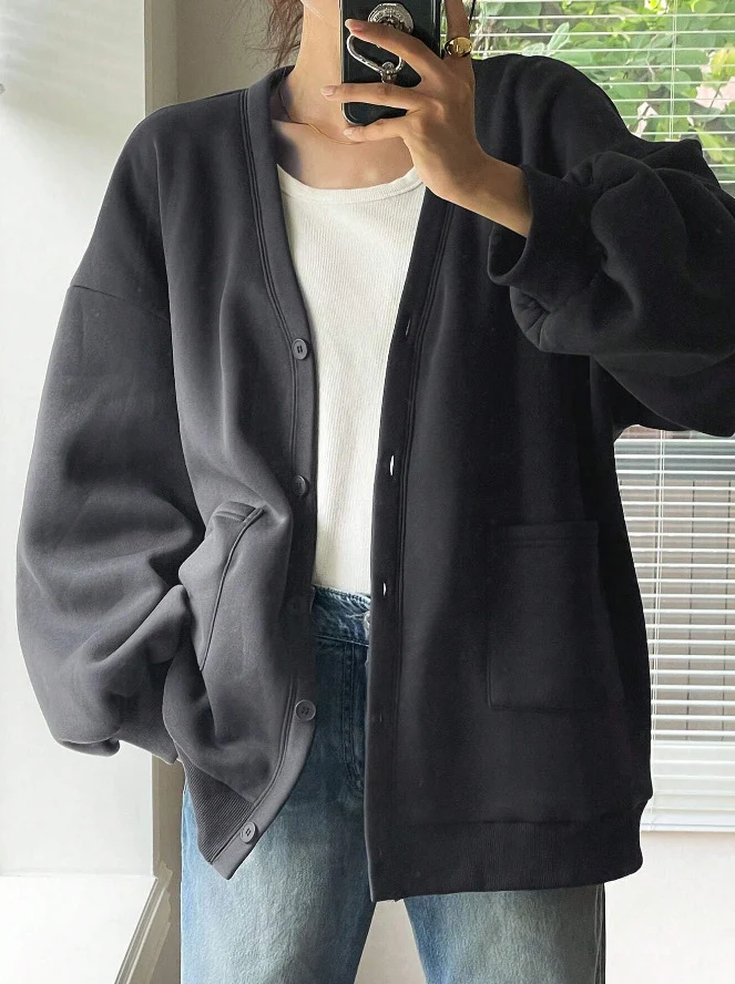 Damen Lässiger Oversized Cardigan Drune
