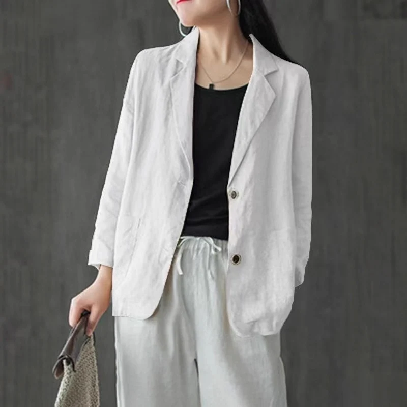 Damen Lässiger Leinenblazer Drune