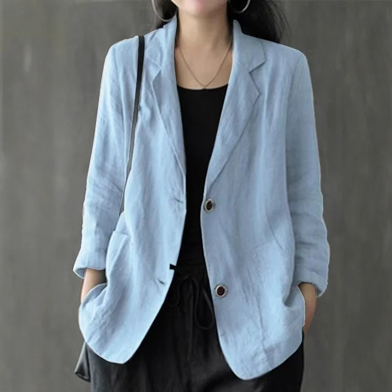 Damen Lässiger Leinenblazer Drune