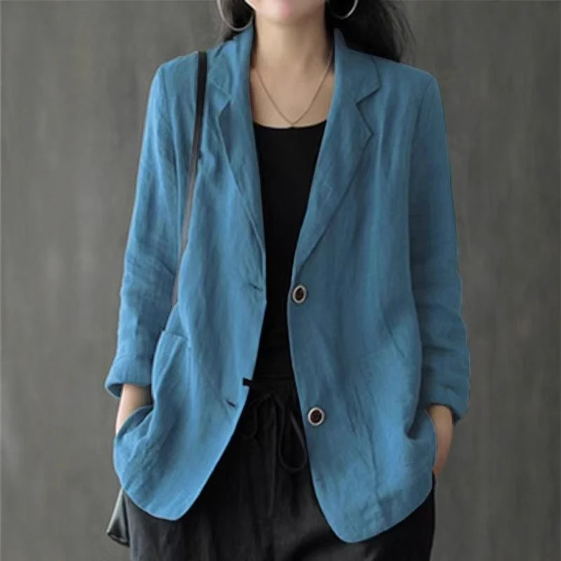 Damen Lässiger Leinenblazer Drune