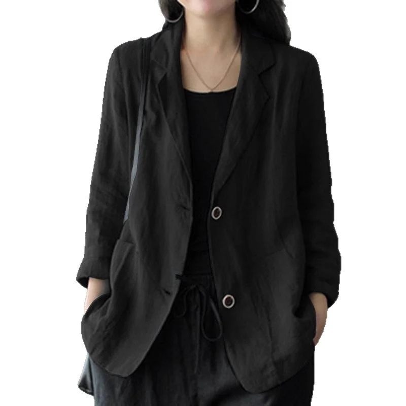 Damen Lässiger Leinenblazer Drune