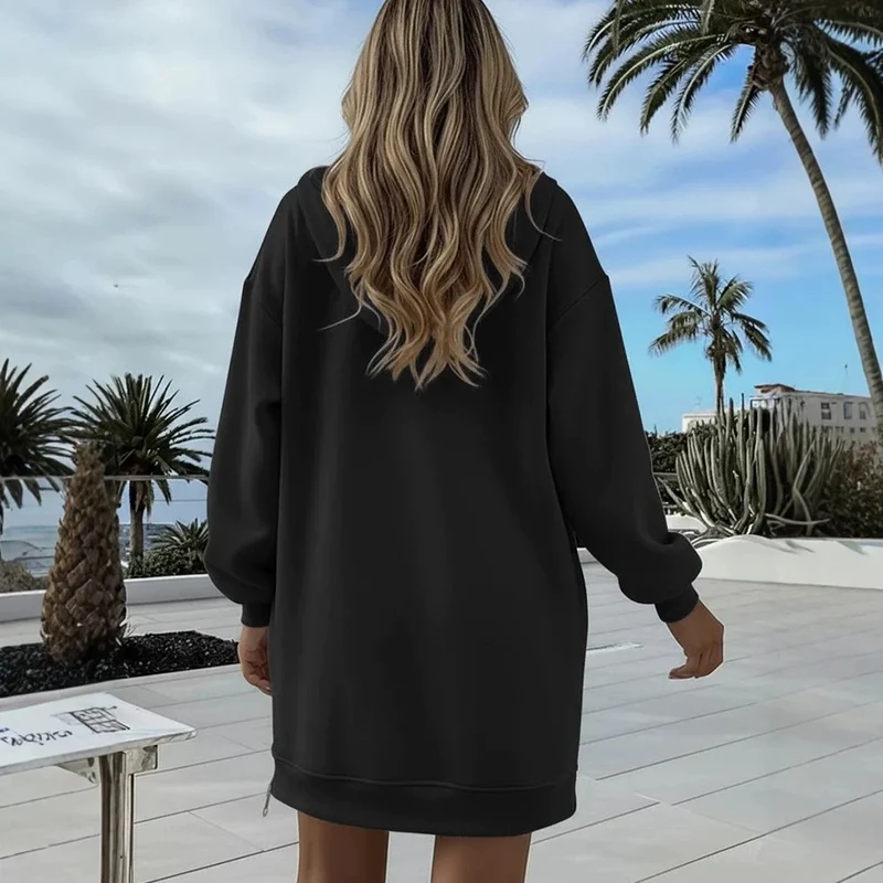 Damen Lässiger Hoodie mit seitlichem Reißverschluss Drune