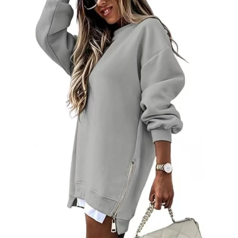 Damen Lässiger Hoodie mit seitlichem Reißverschluss Drune