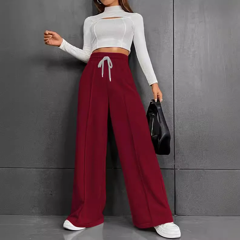 Damen Lässige weite Sweatpants mit verstellbarem Bund Drune