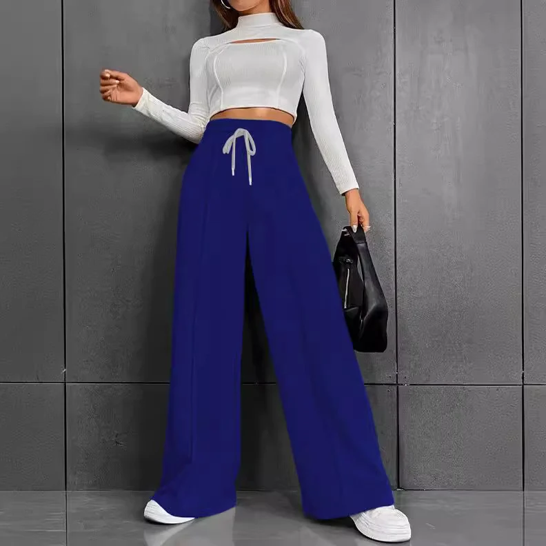 Damen Lässige weite Sweatpants mit verstellbarem Bund Drune