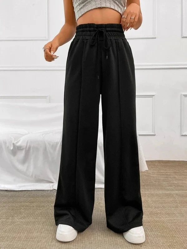 Damen Lässige weite Sweatpants mit verstellbarem Bund Drune