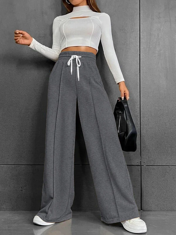 Damen Lässige weite Sweatpants mit verstellbarem Bund Drune
