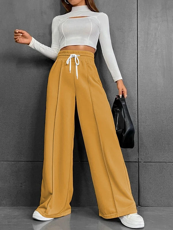 Damen Lässige weite Sweatpants mit verstellbarem Bund Drune