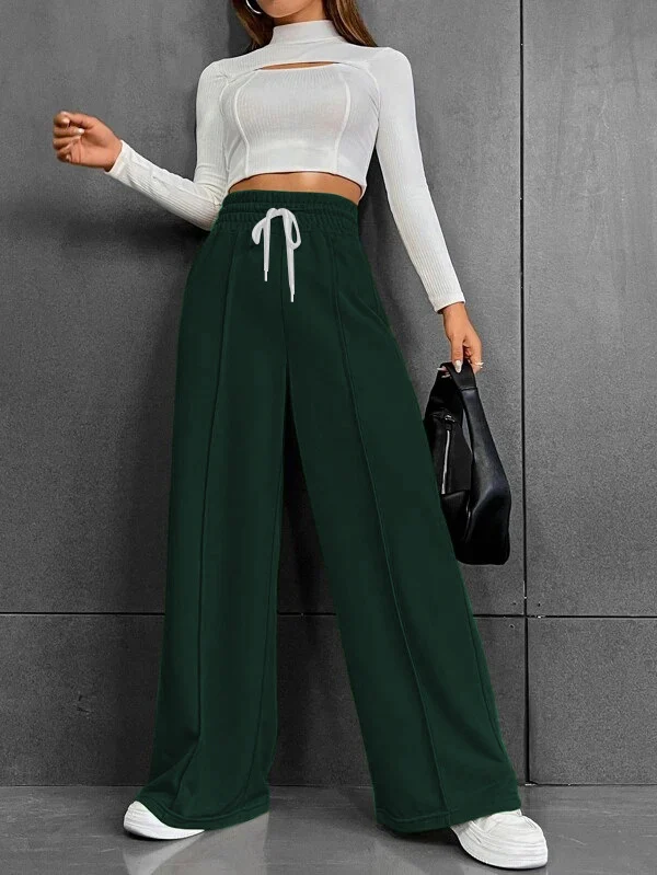 Damen Lässige weite Sweatpants mit verstellbarem Bund Drune