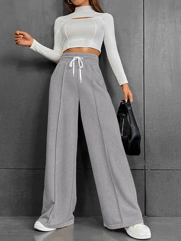 Damen Lässige weite Sweatpants mit verstellbarem Bund Drune