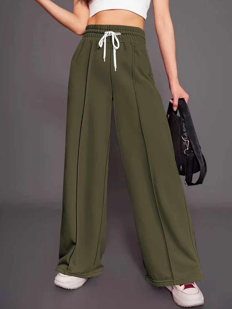 Damen Lässige weite Sweatpants mit verstellbarem Bund Drune