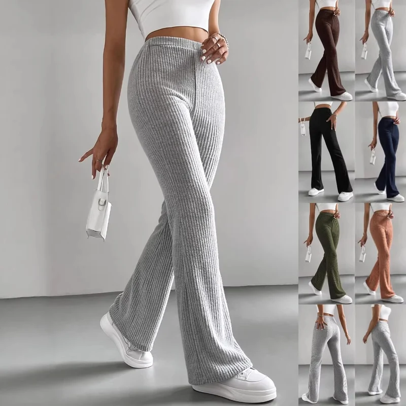 Damen Lässige und elegante Ripp-Optik Hose Drune